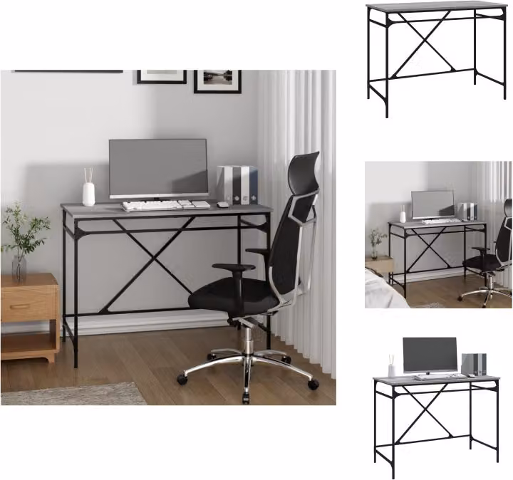 vidaXL Scrivania grigio Sonoma 100x50x76 cm in legno e ferro - Scrivanie