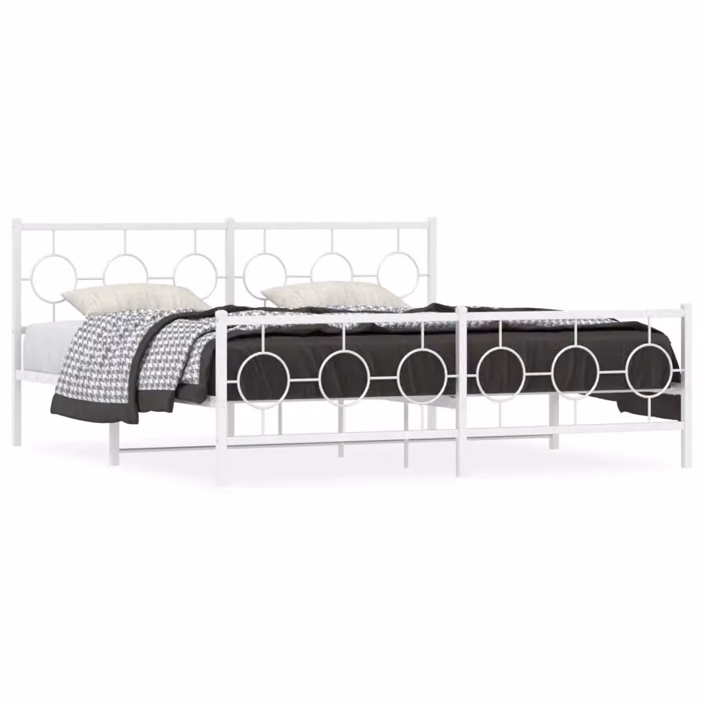 Giroletto vidaXL con testiera e pediera in metallo bianco L: 187 cm, P: 219 cm, H: 91 cm – 2