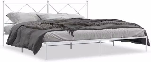 Letto matrimoniale classico in metallo bianco con testiera L/P: 200 x 200 cm – 1