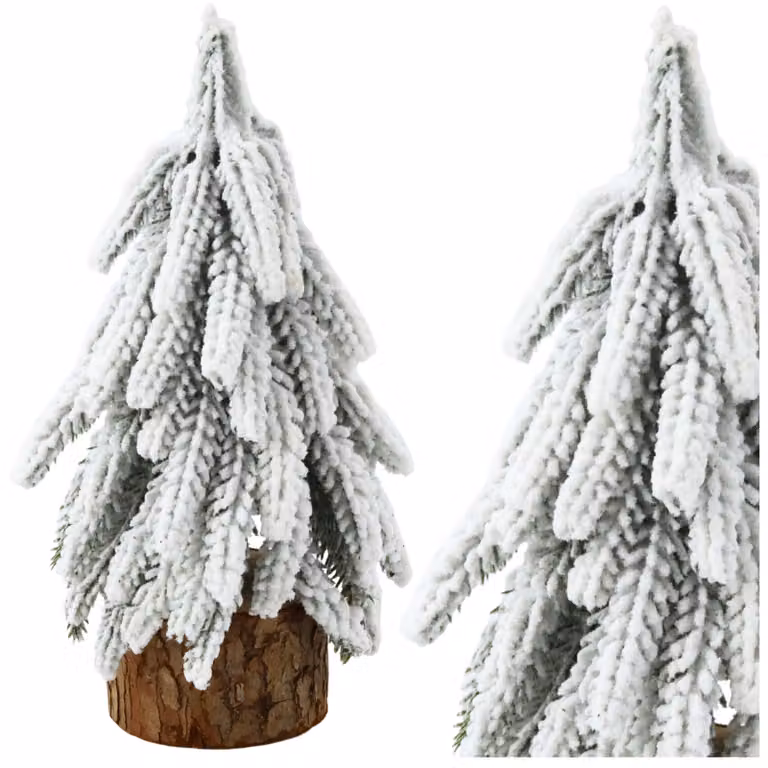 Albero Di Natale Artificiale Decorativo Su Tronco Coperto Di Neve 30 X 10 Cm