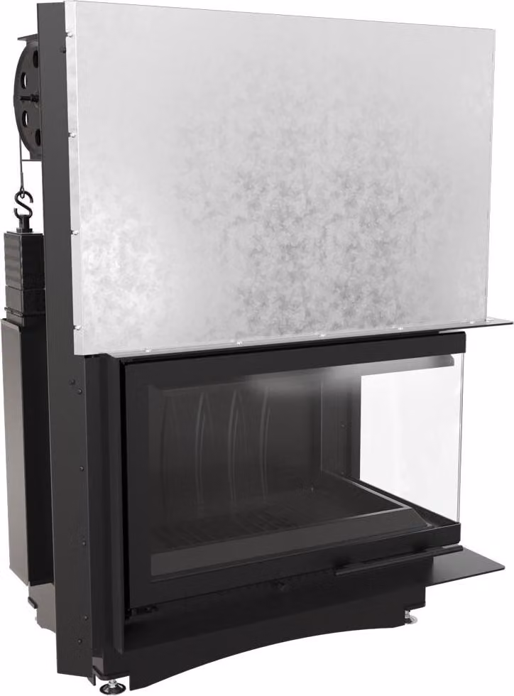 Camino in ghisa per legna OLIWIA destra 16 kW Ø 200 porta sollevabile