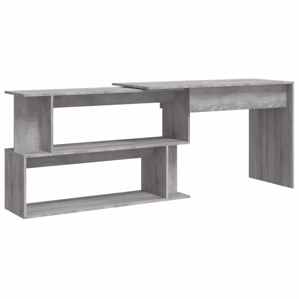 Scrivania Angolare Moderna vidaXL Grigia in Legno e MDF L/P/H: 200 x 50 x 76 cm – 2