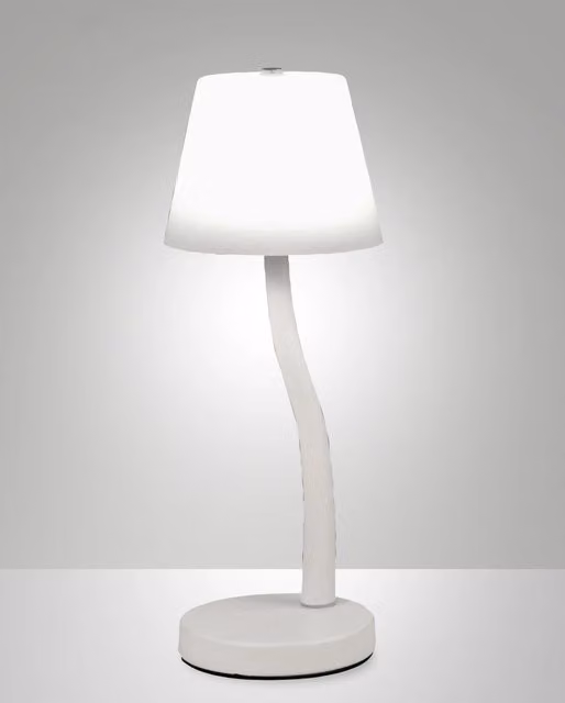 Lampada da Tavolo Ibla Fabas LED 9W 750lm 3000K Dimmerabile al Tocco in Metallo e Vetro Soffiato Colore Bianco