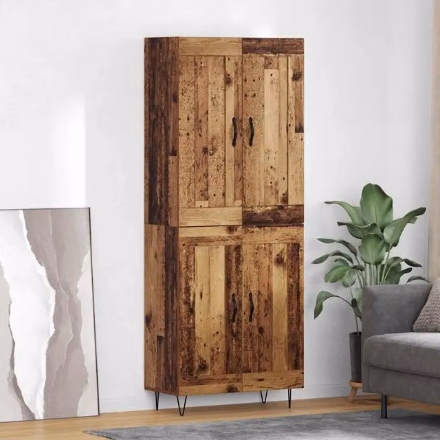 Credenza moderna vidaXL in legno ingegnerizzato e metallo, colore marrone, L/P/H: 69,5 x 34,0 x 180,0 cm