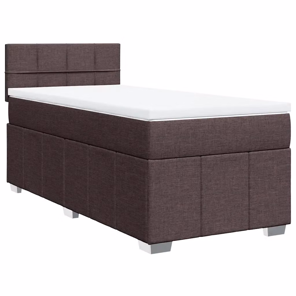 Letto Ibrido vidaXL con Giroletto a Molle e Materasso in Tessuto Marrone e Bianco L/P/H: 200 x 90 x 100,5 cm – 2