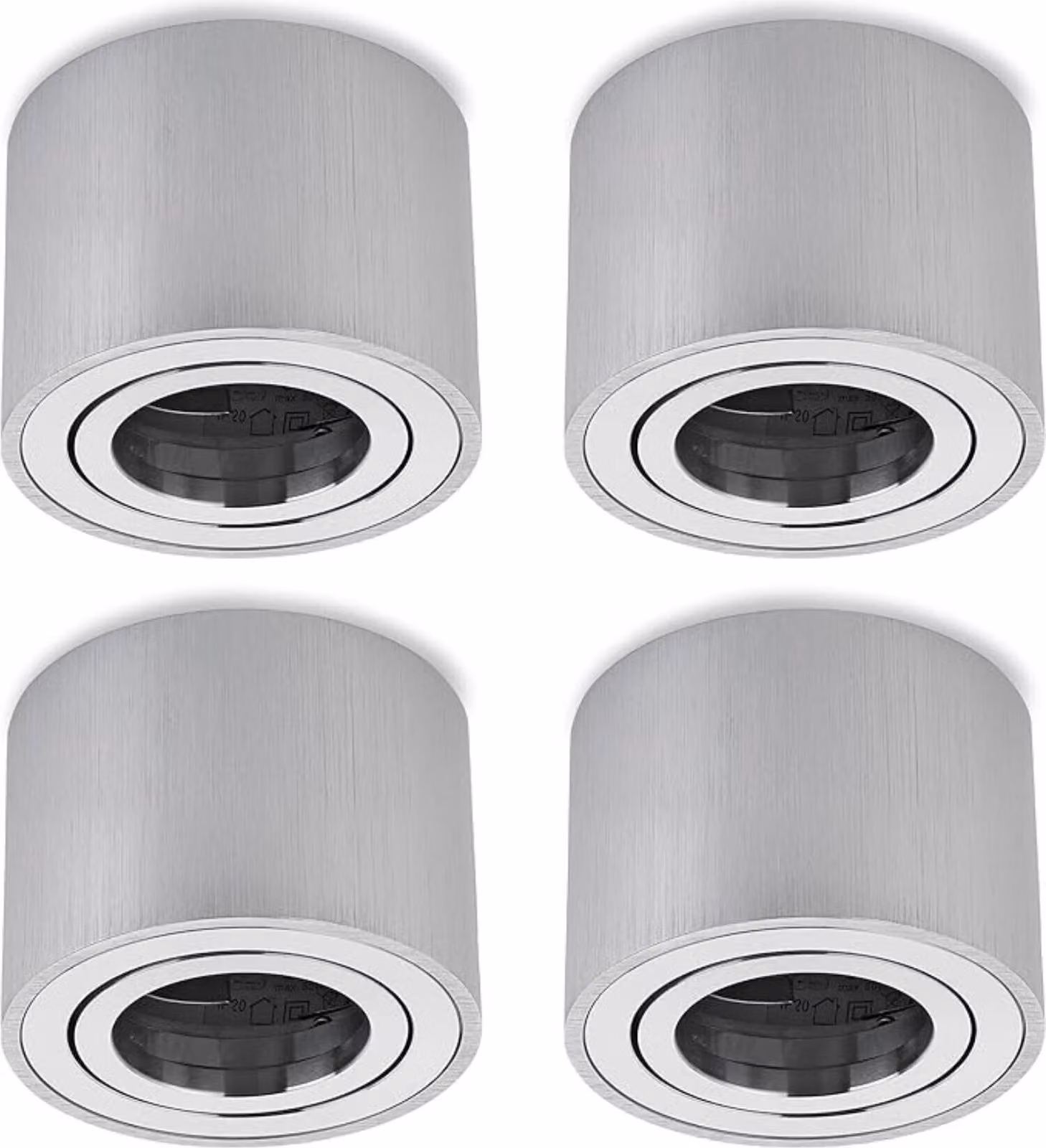 Faretto a superficie LED piatto 50mm alluminio 4x faretti a superficie girevoli Ø 80mm alluminio rotondo