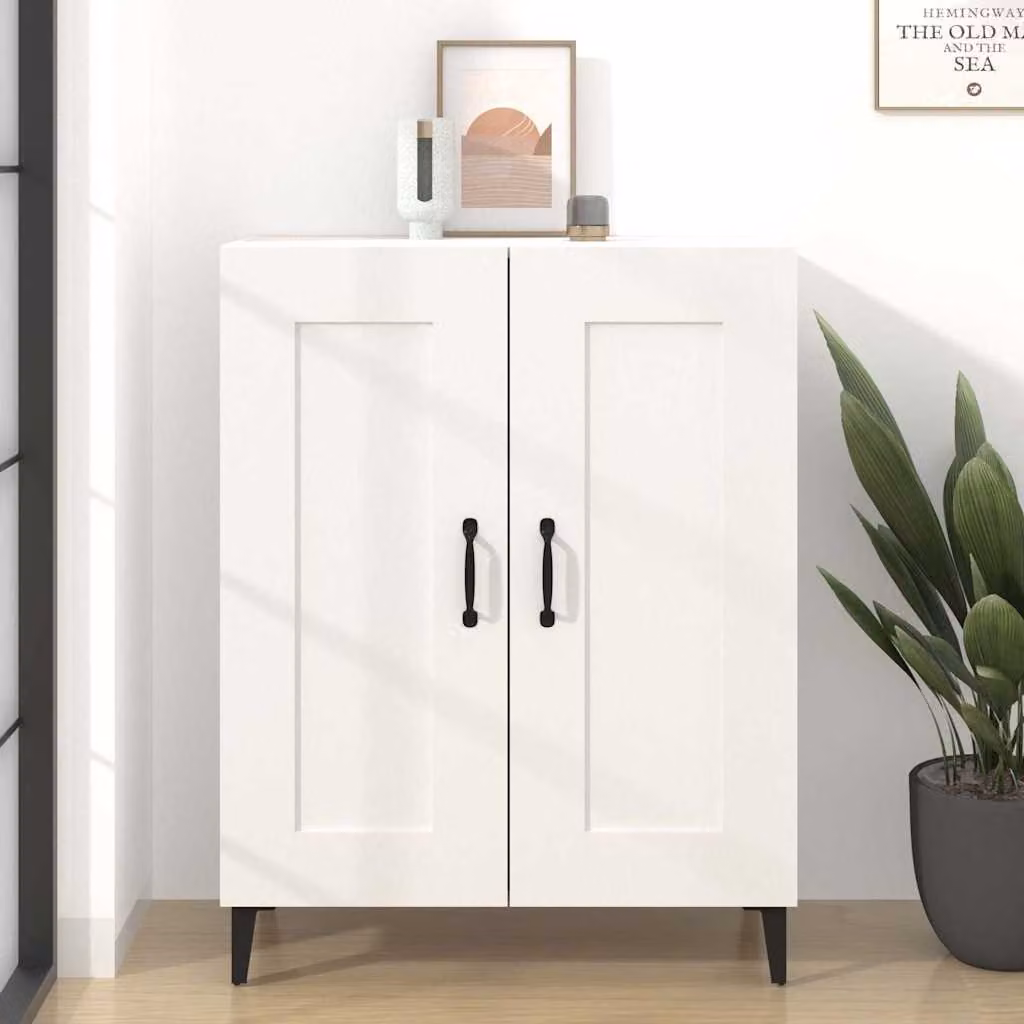 Credenza bianca vidaXL in legno e metallo da appendere al muro L: 69,5 cm, P: 34 cm, H: 90 cm