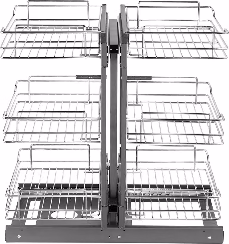 SucceBuy, apertura minima di 15 pollici, organizer estraibile per angoli ciechi, 3 livelli, 6 ripiani. Cestino portaoggetti Acciaio al carbonio cromato per mobili da cucina. Estensibile