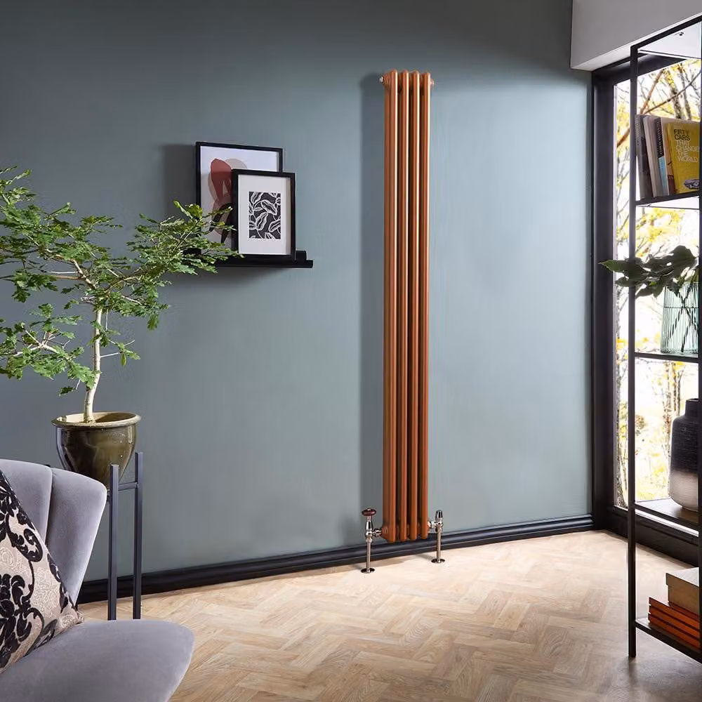 Radiatore Tradizionale Verticale a Doppia Colonna - Rame Metallizzato - 1800mm x 200mm - Regent by Hudson Reed