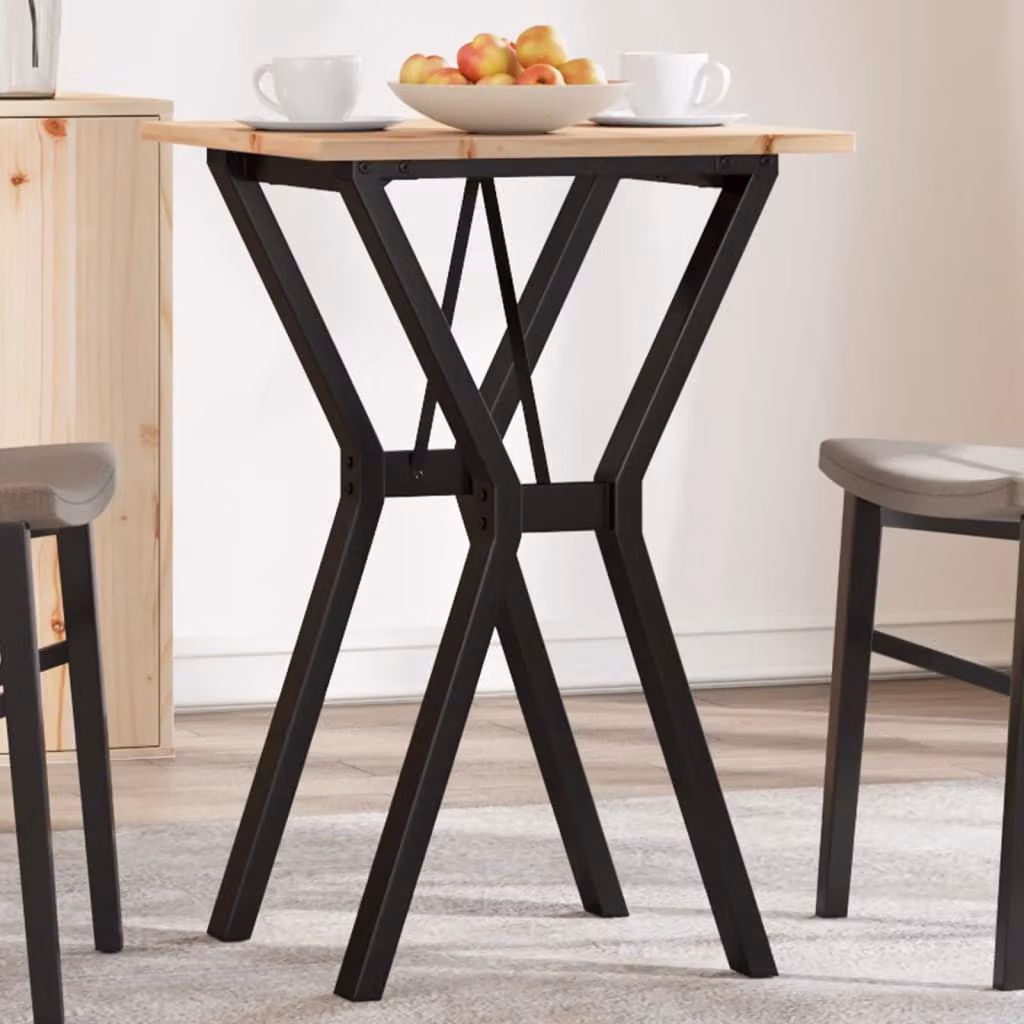 vidaXL Tavolo da Pranzo Quadrato in Legno di Pino e Acciaio con Telaio a X, Marrone, L/P/H: 50 x 50 x 75 cm