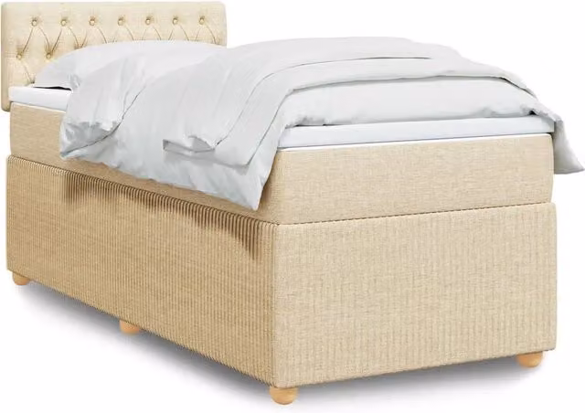 Letto Ibrido con Giroletto a Molle e Materasso vidaXL, Colore Beige e Bianco, L/P: 80 x 200 cm