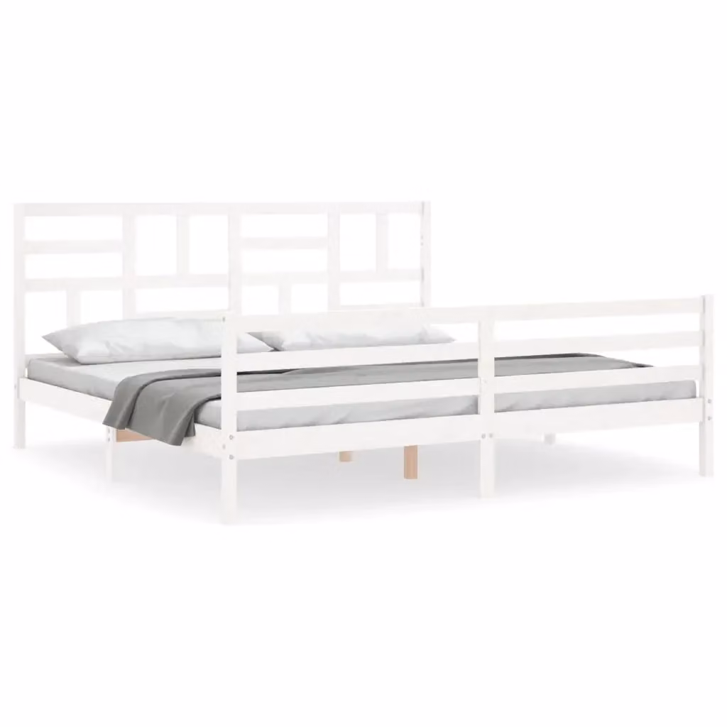 Letto con Testiera in Legno Massello di Pino Bianco vidaXL 200x200 cm – 2