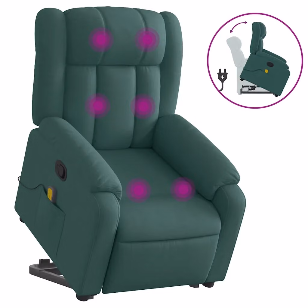 vidaXL Poltrona Alzapersona Elettrica Verde con Braccioli in Tessuto e Schiuma – 2