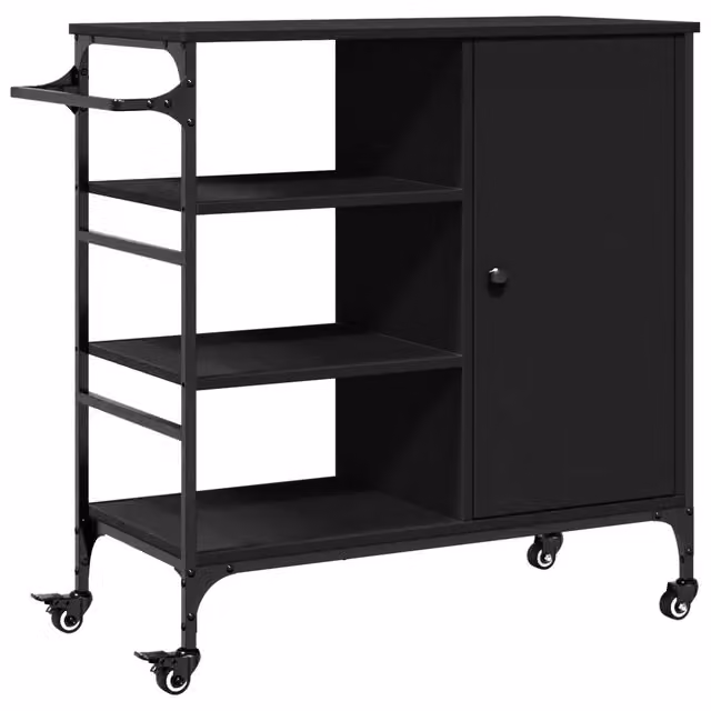 Carrello da Cucina Nero DESIGN IN in Legno e Metallo L: 87,5 cm, P: 38,5 cm, H: 84,5 cm – 1