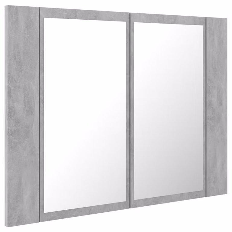 Armadietto a Specchio con Luci LED Grigio Cemento in Acrilico