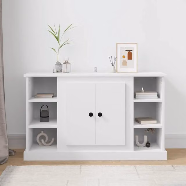 Credenza Buffet Design Mania Bianca in Legno Multistrato per Cucina e Soggiorno L: 100 cm, P: 35,5 cm, H: 60 cm