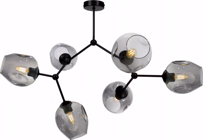 Light-Home Prage illuminazione a soffitto lampade a soffitto - lampada a soffitto industriale per soggiorno camera da letto e sala da pranzo - lampada a sospensione in vetro con metallo a 6 fiamme - incolore