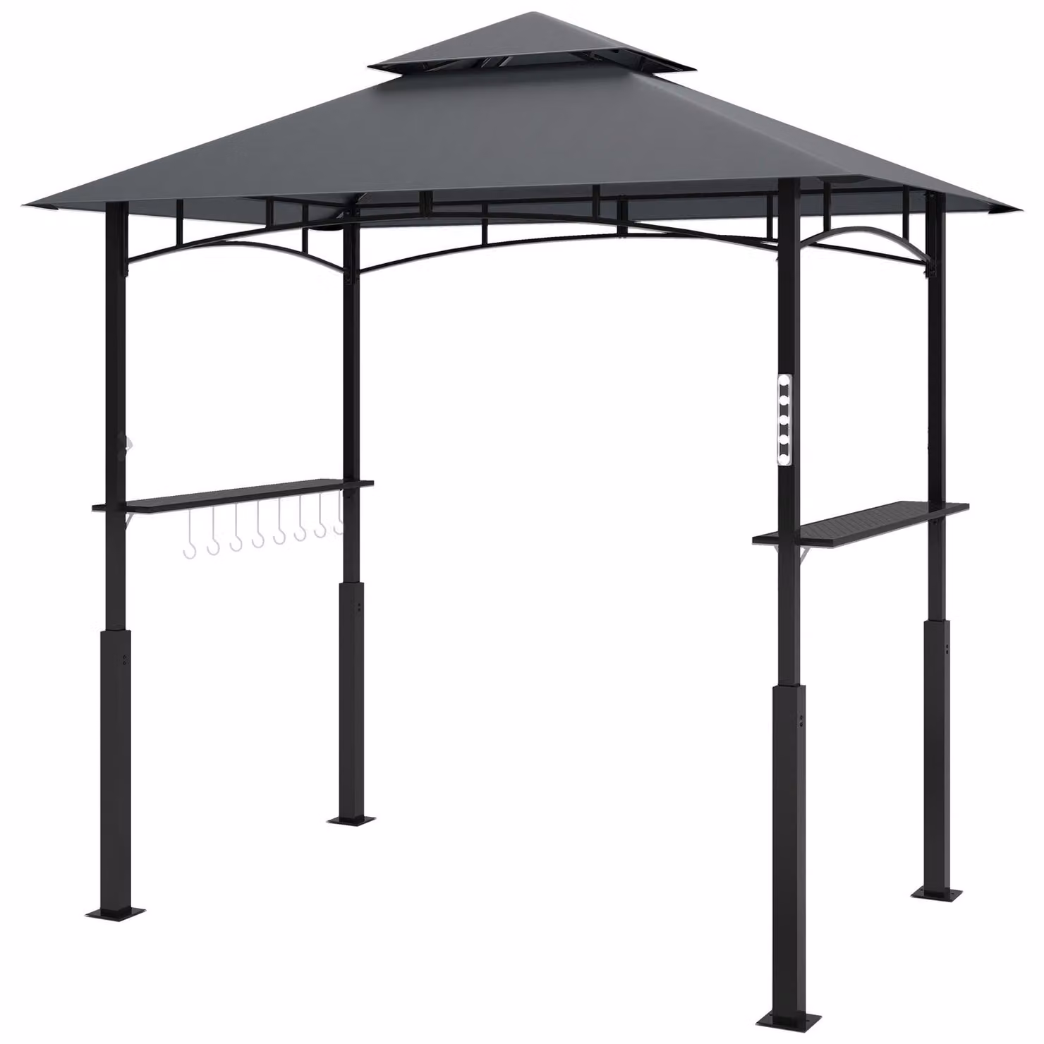 Gazebo per barbecue con illuminazione a LED e ripiani | Colore: Grigio | Dimensioni: 148x243x248 cm