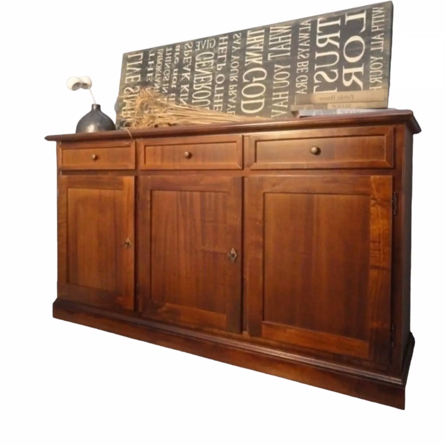 Credenza Mobili 2G in legno marrone con 3 ante e 3 cassetti, Larghezza: 156 cm – 3