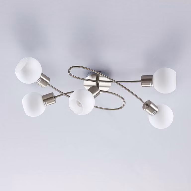 Plafoniera soffitto Elaina Lindby, dimmerabile, Alluminio / Grigio / Zincato, Soggiorno / Sala da pranzo, Metallo, Moderno, Plafoniera