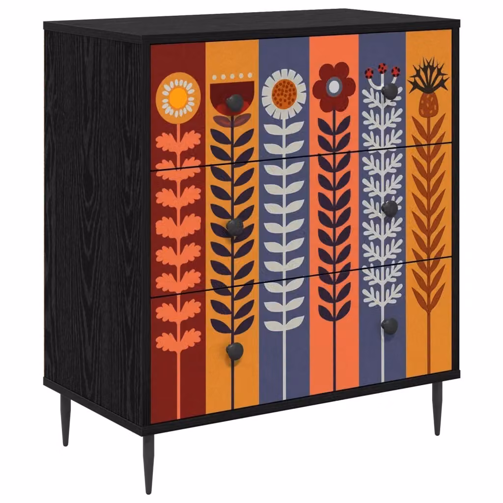 Cassettiera ESSEN vidaXL con stampa di girasoli multicolore, L: 66 cm, P: 36,5 cm, H: 76 cm – 2