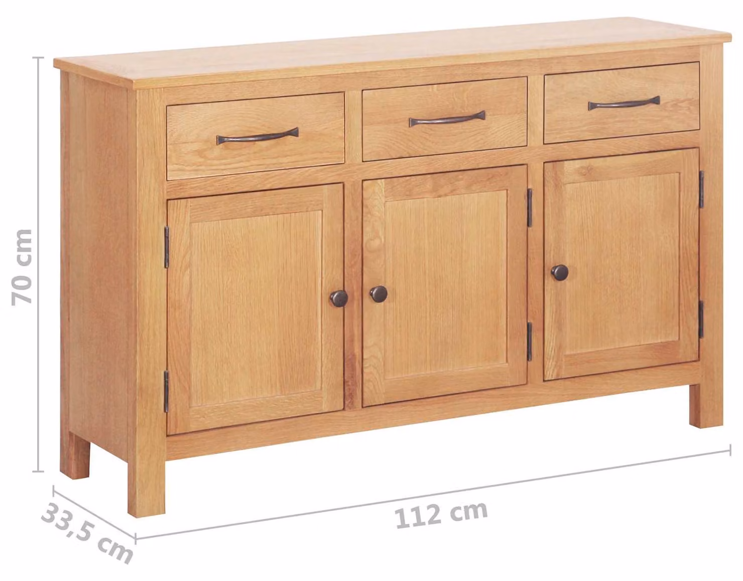 Credenza Marrone 112 x 33.5 x 70 cm Legno di quercia massiccio