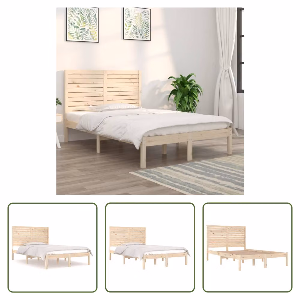 The Living Store Letto in legno massiccio 135x190 cm