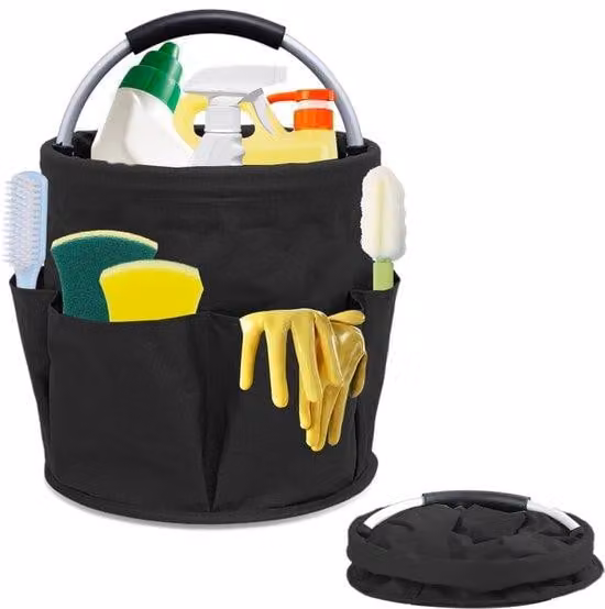 Ibenzoa® Caddy pieghevole per la pulizia, capacità 17 litri, realizzato in tessuto Oxford 600D con rivestimento in PE, resistente agli schizzi, ai graffi e durevole. Dimensioni: 28x28 cm (piegato: 29x4 cm)