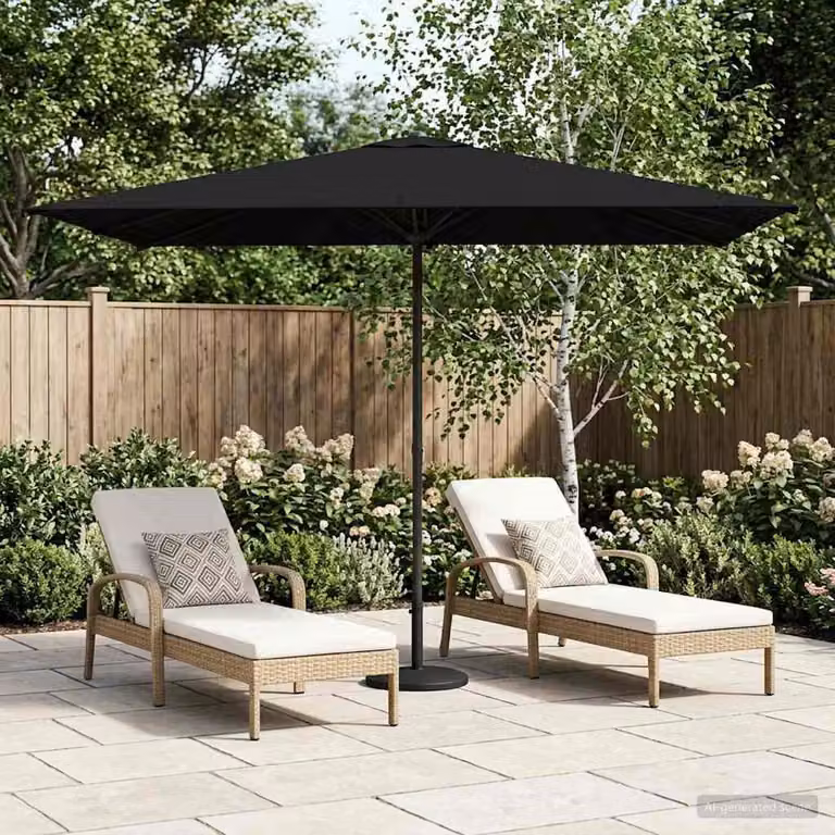 Maison Exclusive - Ombrellone da giardino rettangolare, 2 x 3 metri, in poliestere, colore nero