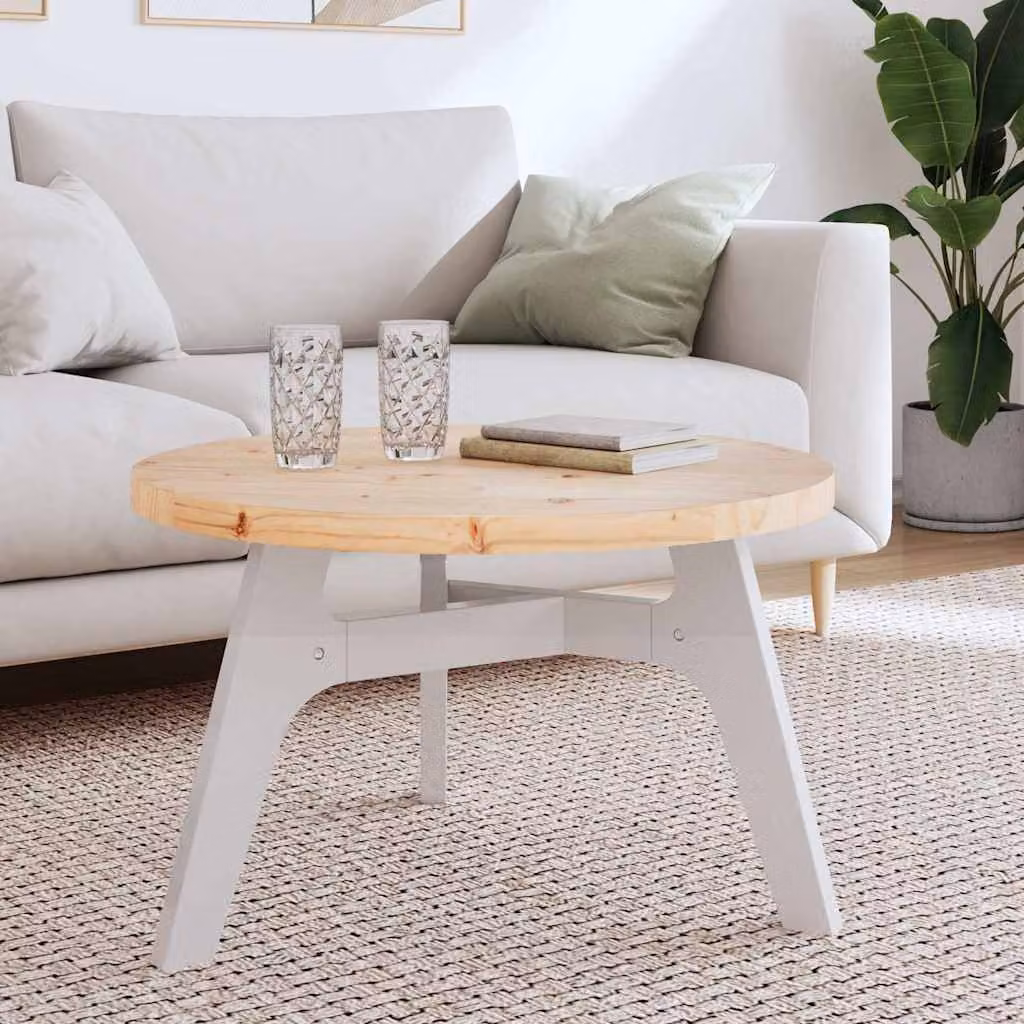 vidaXL Piano Tavolo Rotondo in Legno Massello di Pino, Colore Marrone, Diametro: 70 cm, Spessore: 3 cm