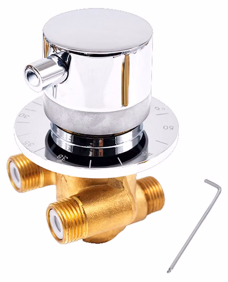 Miscelatore a parete con termostato, in ottone, attacco G1/2", con 1 uscita