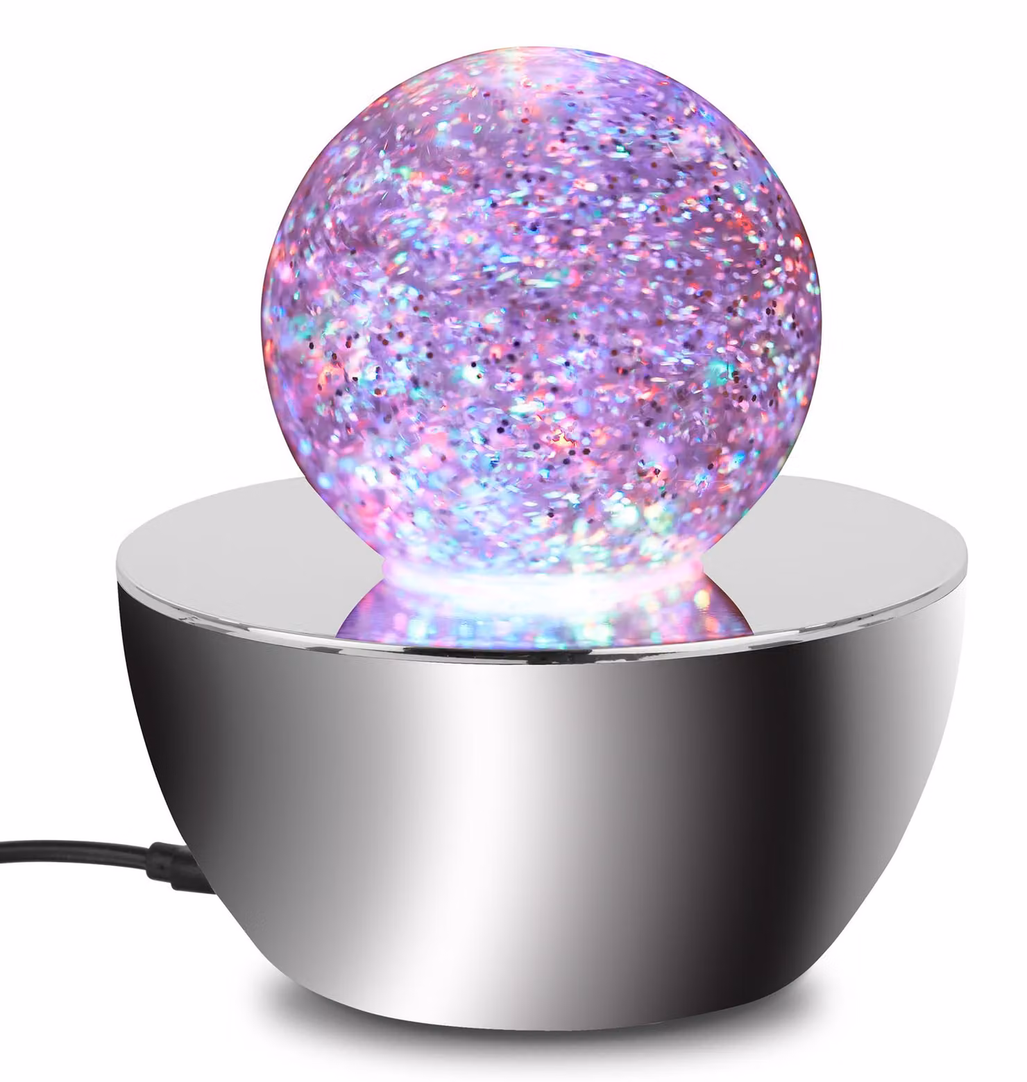Lampada da tavolo RGB Glitterbol - 0,6 W LED - 12 x 12 x 13,5 cm - Cromata - Per interni