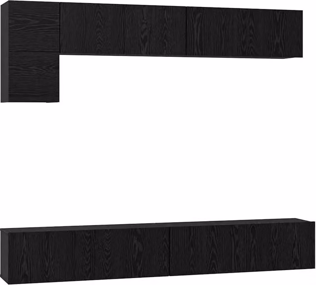 Set mobile TV 5 pz | Armadietto TV | Mobile Porta TV Rovere Nero Legno multistrato