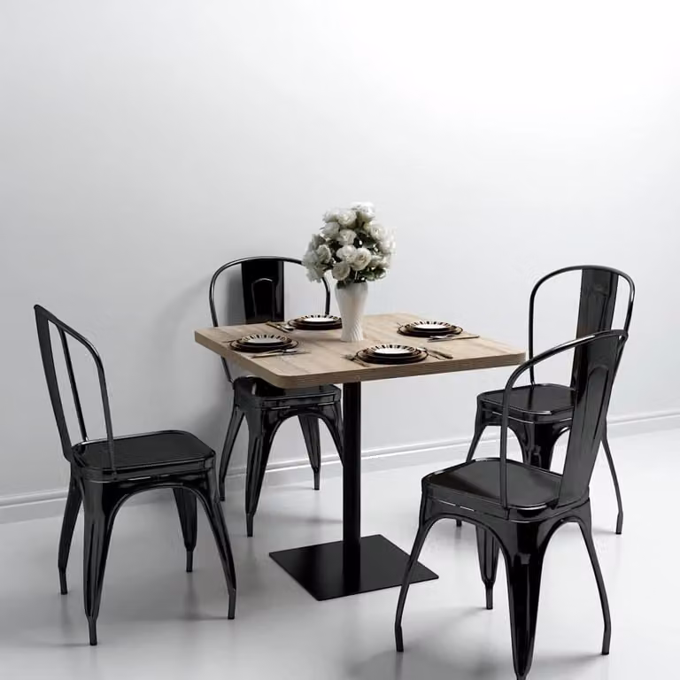 vidaXL Tavolo Bistrot Quadrato in MDF e Acciaio, Colore Rovere, L/P/H: 80 x 80 x 75 cm