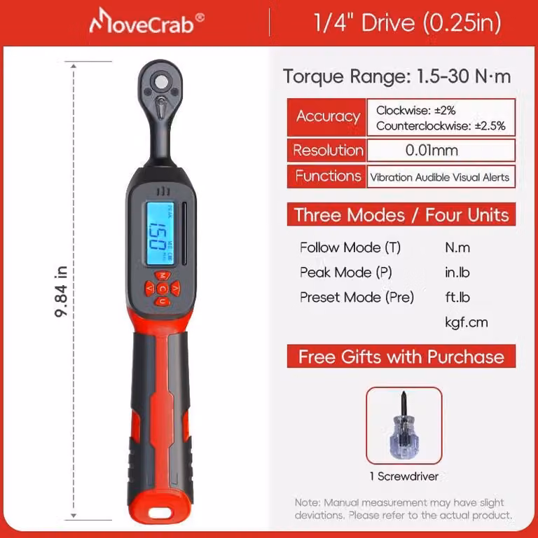 Chiave dinamometrica, gamma 0,6-85Nm, precisione ±2%, 1,5-30N.m(rosso)