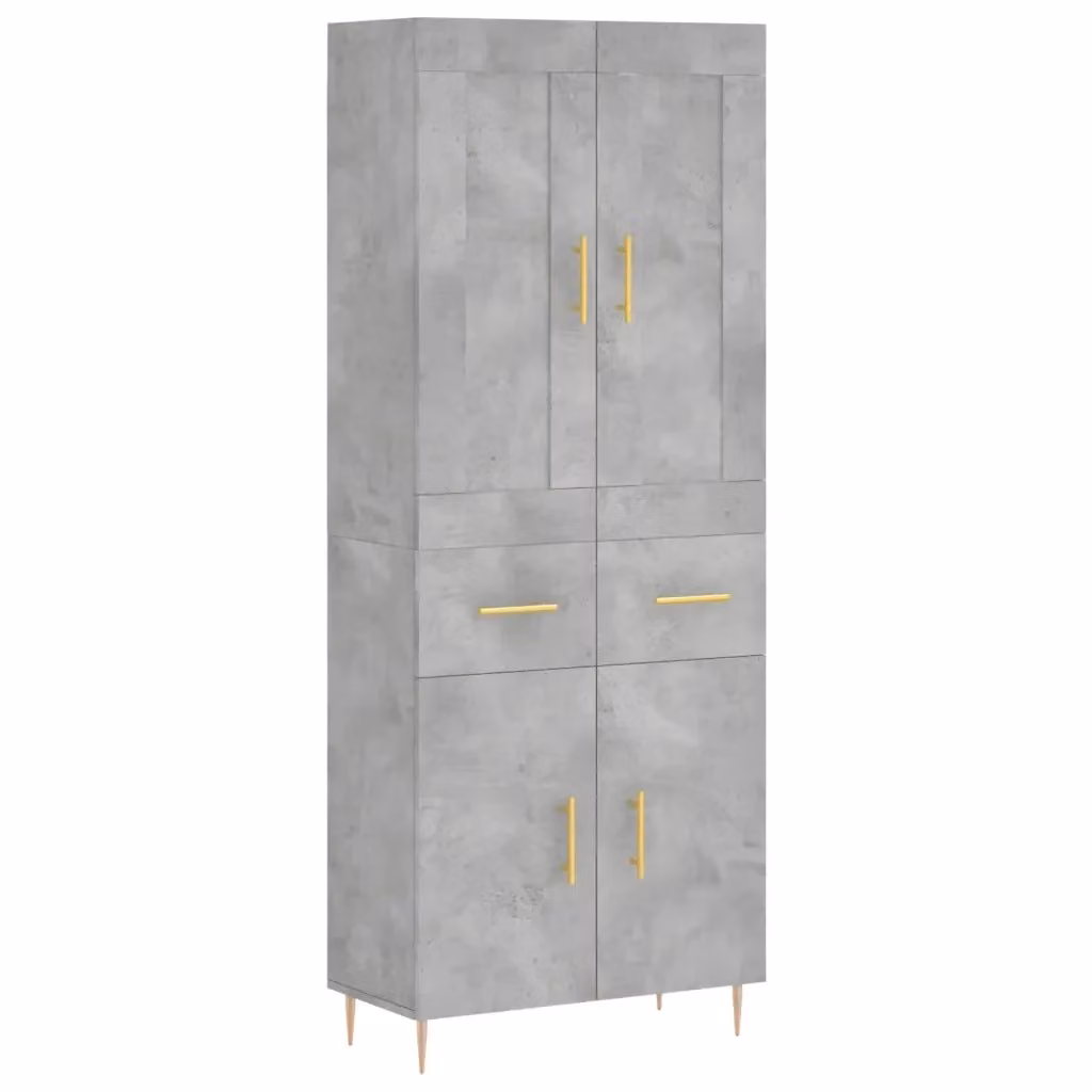 Credenza moderna vidaXL in legno e metallo, colore grigio, L: 69,5 cm, P: 34 cm, H: 180 cm – 2