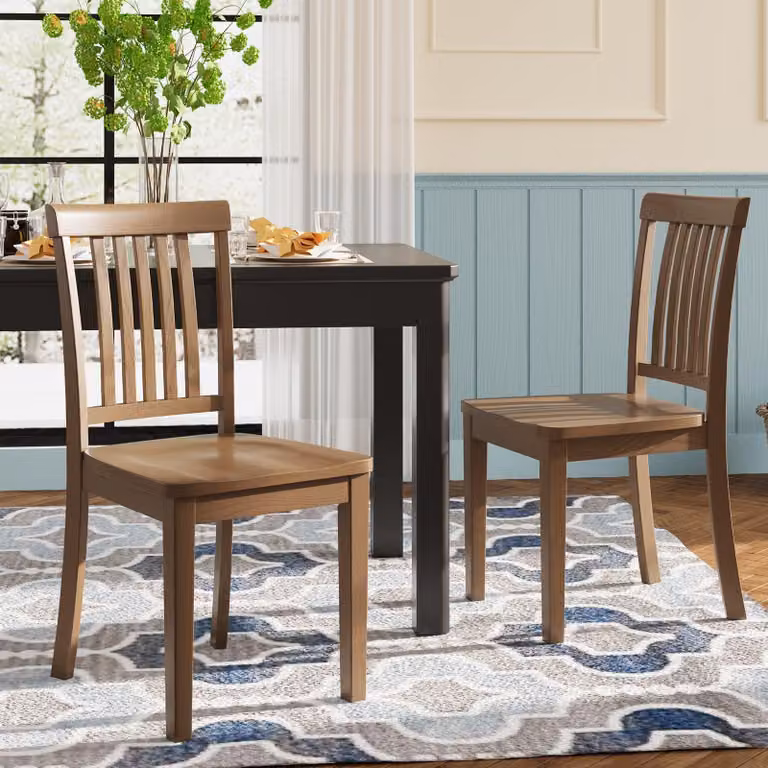 Set di 2 sedie da pranzo moderne – seduta imbottita, gambe in legno - Marrone