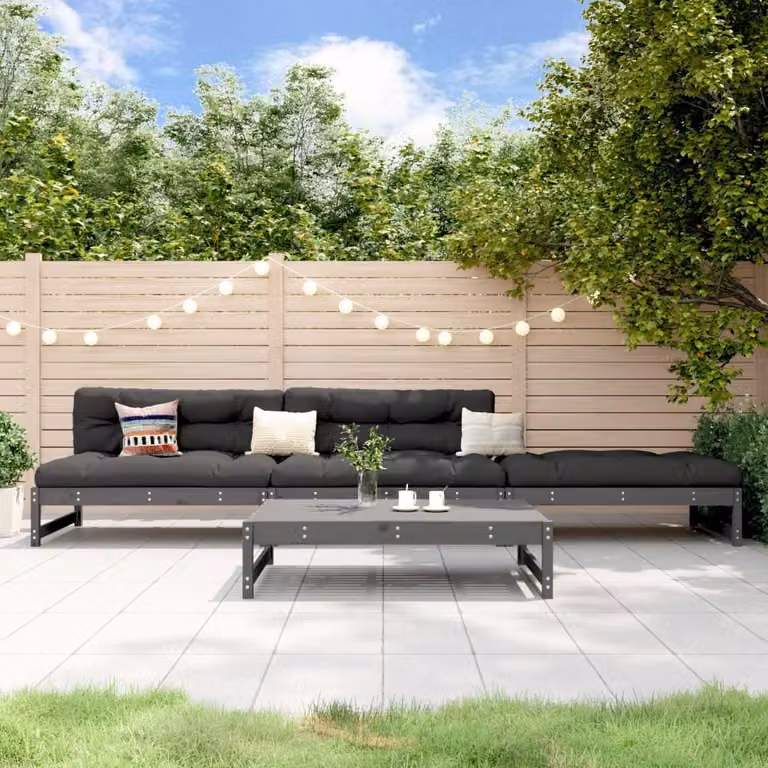 Maison Exclusive - Set Salotto da Giardino 4 pz Grigio in Legno Massello di Pino