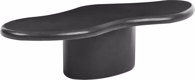 Tavolino decorativo BELIANI in cemento nero, forma ovale irregolare, resistente ad acqua e vento, L: 120 cm, P: 57 cm – 1