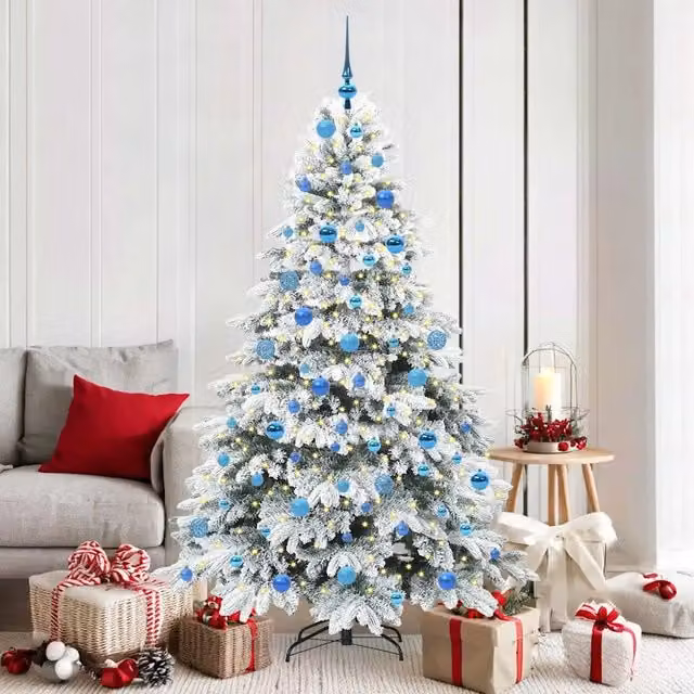 Albero di Natale artificiale moderno VIDAXL bianco con 300 LED luce bianca calda in PE e PVC, Altezza: 180 cm