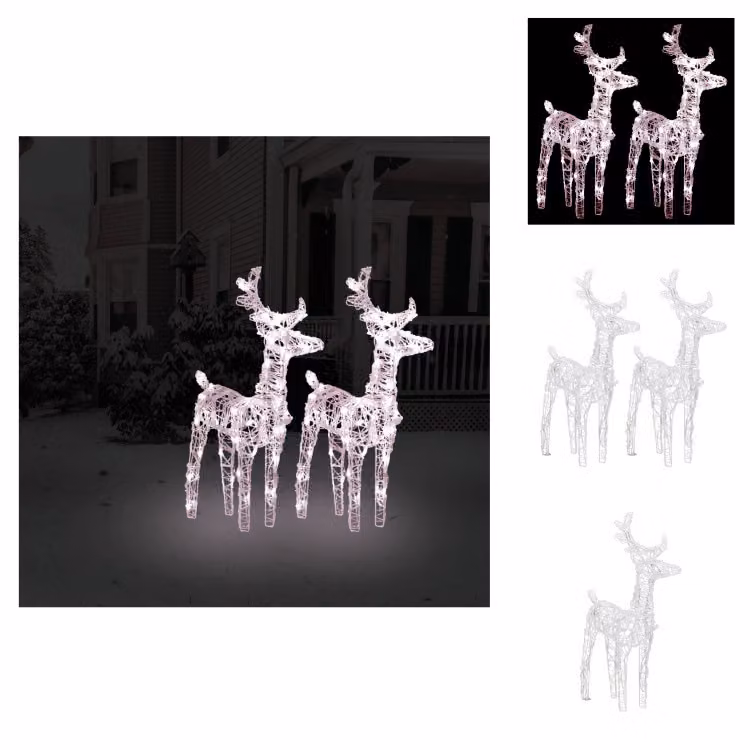 vidaXL LED renna 2 pz. Bianco caldo 80 LED acrilico - Illuminazione natalizia