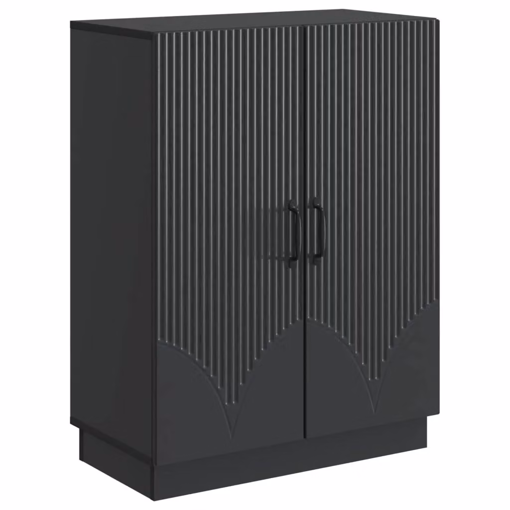 Credenza moderna nera in legno MDF per soggiorno e cucina L: 66 cm, P: 34,5 cm, H: 87 cm – 2