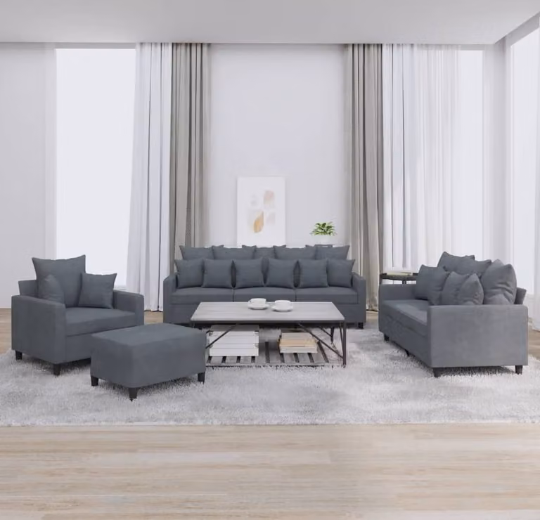 Maison Exclusive - Set divano 4 pezzi con cuscini in velluto grigio scuro