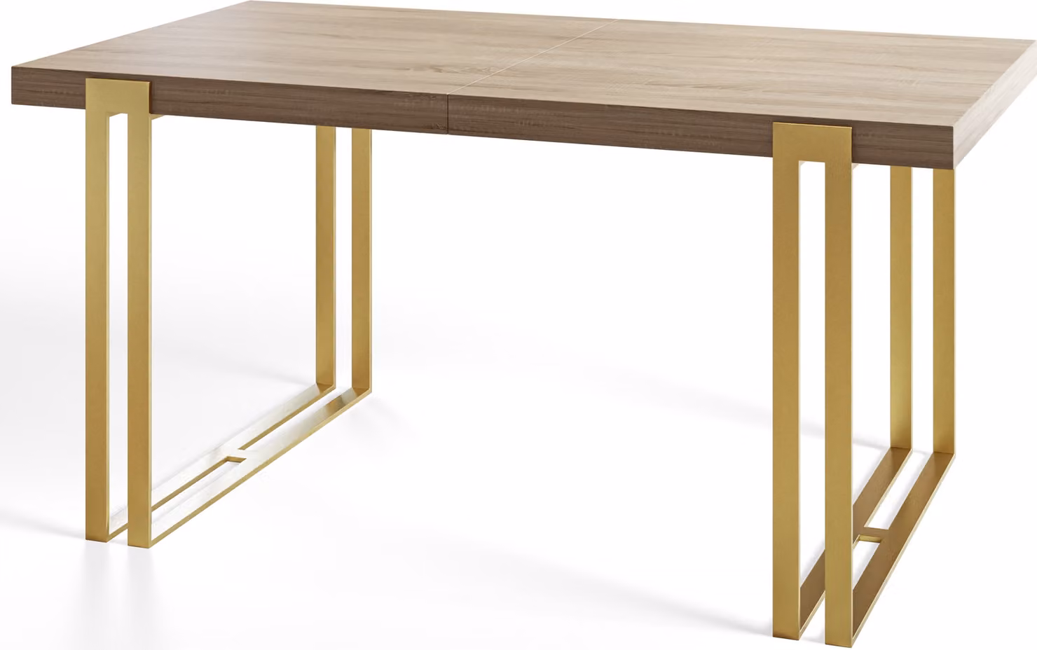 Tavolo rettangolare per sala da pranzo ROSA, dimensioni: 200X90X77 cm, tavolo per soggiorno colore: SONOMA, con gambe in metallo color oro