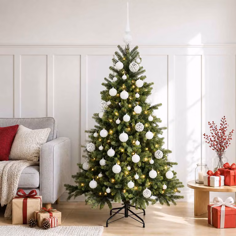 vidaXL Albero di Natale artificiale con palline 150 cm 150 LED