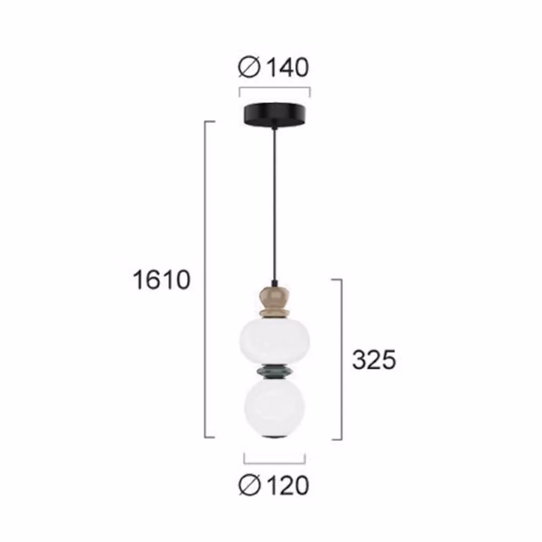 Viokef lampada LED a sospensione Gemma, altezza 32 cm, colorata, Gemma, Multicolore, Soggiorno / Sala da pranzo, Vetro