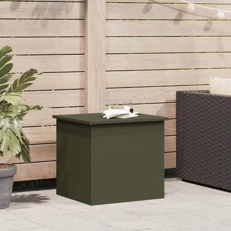 vidaXL Cassa per cuscini da giardino in acciaio zincato verde L 55 cm, P 50,5 cm, H 50 cm