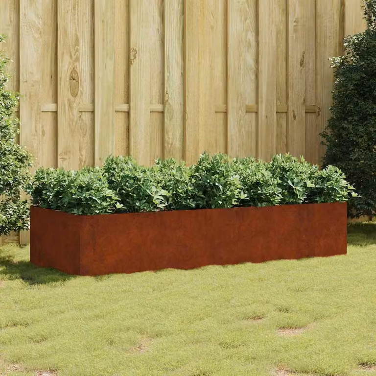 vidaXL Fioriera Rialzata da Giardino in Acciaio Corten Marrone L/P/H: 200 x 80 x 40 cm