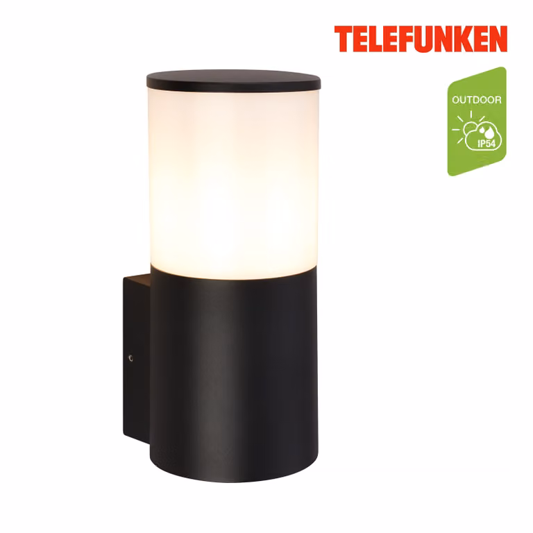 Lampada da parete Telefunken LED, protezione dagli spruzzi d'acqua e dalla polvere, On/Off