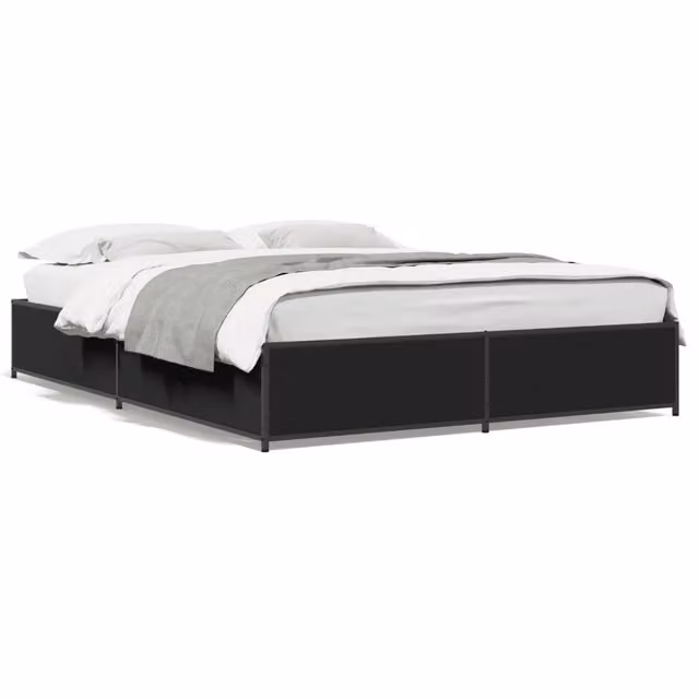 Letto matrimoniale Design In nero in legno multistrato e metallo L/P/H: 140 x 200 cm – 1